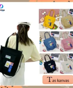Totebag Kanvas Polos Premium Jinjing Selempang Tote Bag Resleting Multifungsi