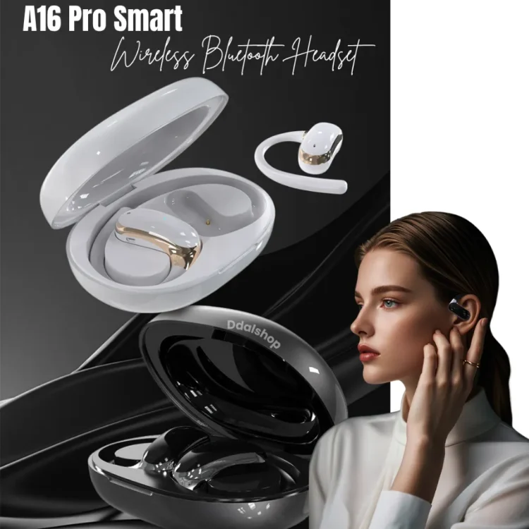 Headset Bluetooth 5.4 A16 Pro TWS Layar Sentuh Pintar Suara Jernih Bass Baterai Awet Auto Connect