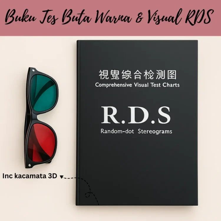 Buku Tes Buta Warna & Penglihatan RDS + Kacamata 3D | Random Dot Stereogram Lengkap