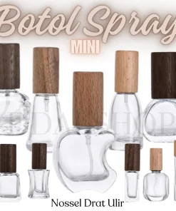 Botol Parfum Spray Kaca Isi Ulang Bottle Kosong Drat Ulir Bening Transparan Refill Travel Size 5ml 7ml 8ml 10ml 12ml 14ml 15ml Tutup Kayu