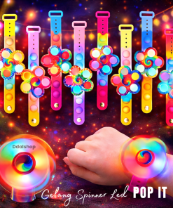 Gelang Spinner LED Pop It Mainan Anak Laki Laki Dan Perempuan Aksesoris Putar Nyala Lampu Fidget Toy Anti Stres