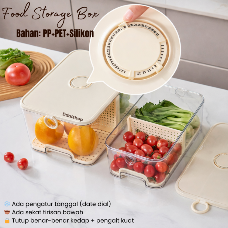 Kotak Penyimpanan Makanan Storage Buah Sayur Box Kulkas Anti Bau Kedap Udara Bahan PP PET Silikon Food Grade