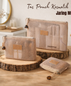 Tas Kosmetik Jaring Mesh Transparan Premium | Makeup Skincare Perlengkapan Mandi Bag Travel PVC Anti Lembap