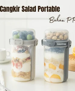 Tempat Portable Salad Buah dan Sayur Praktis Wadah Bekal Bahan Food Grade Inc Sendok & Garpu