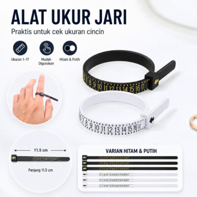 Alat Pengukur Jari Meteran Ukur Jari Cincin Bahan Plastik Dapat Digunakan Kembali Universal - Foto 1