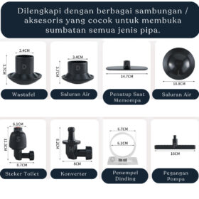 Alat Sedot WC Mampet Anti Sumbat Saluran Wastafel Pompa Booster Pendorong Pump Toilet 120Bar - Foto 3