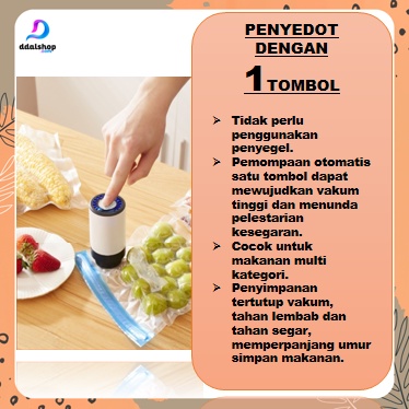 Alat Vakum Makanan Frozen Multifungsi Vacum Baju Vacuum Travel Bag Pompa Bola USB Charger Portable - Foto 2