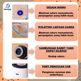 Alat Vakum Makanan Frozen Multifungsi Vacum Baju Vacuum Travel Bag Pompa Bola USB Charger Portable - Foto 6