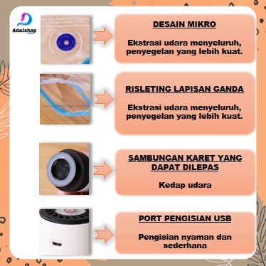 Alat Vakum Makanan Frozen Multifungsi Vacum Baju Vacuum Travel Bag Pompa Bola USB Charger Portable - Foto 6