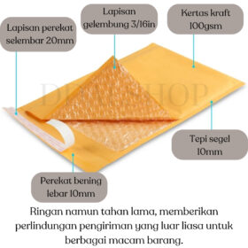 Amplop Coklat Bubble Wrap Envelope Packaging paket pengiriman barang 9×15,11×15,13×23,17×21,25×32 - Foto 7