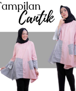 Baju Atasan Wanita Blouse Tunik Pakaian Perempuan Lengan Panjang Bahan Toyobo Premium All Size - Foto 2