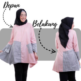 Baju Atasan Wanita Blouse Tunik Pakaian Perempuan Lengan Panjang Bahan Toyobo Premium All Size - Foto 3