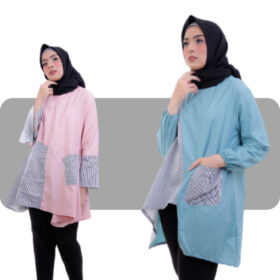 Baju Atasan Wanita Blouse Tunik Pakaian Perempuan Lengan Panjang Bahan Toyobo Premium All Size - Foto 5