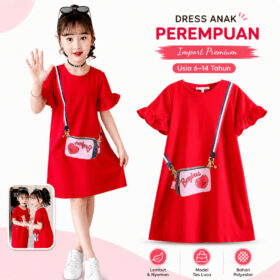 Baju Dress Anak Perempuan Import Premium Usia 4-15tahun - Foto 1