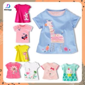 Baju Kaos Anak Lengan Pendek Perempuan Import Bahan Katun Berkualitas Usia 2-9 Tahun - Foto 3