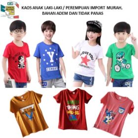 Baju Kaos Import Kaos Anak Lengan Pendek Bahan Katun - Foto 1