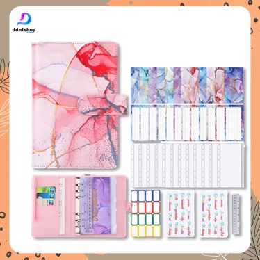 Binder A6 Buku Agenda Notebook Motif Marmer Warna-warni Exclusive Zipper Bahan PU Leather - Foto 1