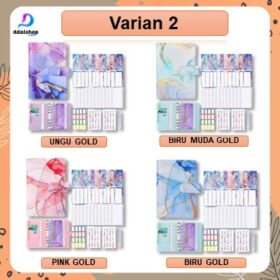 Binder A6 Buku Agenda Notebook Motif Marmer Warna-warni Exclusive Zipper Bahan PU Leather - Foto 6