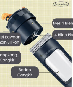 Blender Portable Juicer Buah Tumbler Travelling Blander 4 Mata Pisau Bahan Tritan Bpa Free 600Ml - Foto 2
