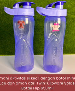 Botol Air Minum Sekolah Anti Bocor Tumpah  Splash Bottle TwinTulipware 650ml BPA Free Tutup  Flip - Foto 2
