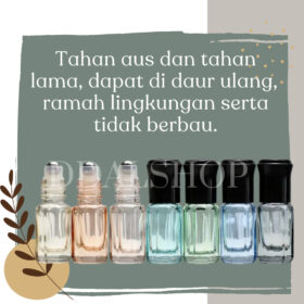 Botol Kaca Parfum Roll On Mini Transparan Warna Warni Bottle Kosong Isi Ulang Refill Size 3ml - Foto 3