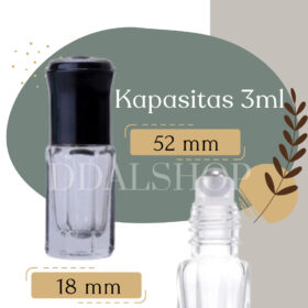 Botol Kaca Parfum Roll On Mini Transparan Warna Warni Bottle Kosong Isi Ulang Refill Size 3ml - Foto 4