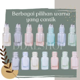 Botol Kaca Parfum Roll On Mini Transparan Warna Warni Bottle Kosong Isi Ulang Refill Size 3ml - Foto 9