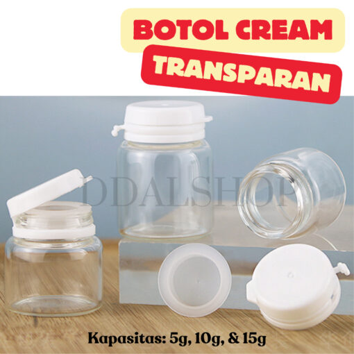 Botol Kaca Pot Cream Skincare Lotion Kosmetik Bottle Mini Travel Jar Kedap Udara Size 5g 10g 15g - Foto 1