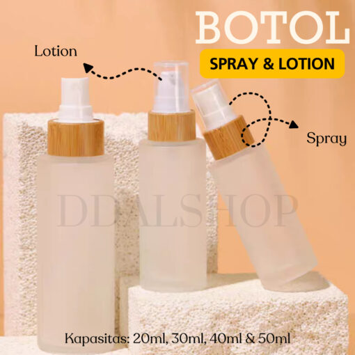 Botol Kaca Spray Cairan Pump Airless Lotion Bottle Refill Aesthetic Travel Size 20ml 30ml 40ml 50ml - Foto 1