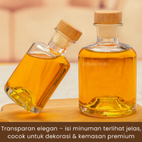 Botol Kaca Tebal Premium 100ml 250ml Botol Minuman Jus, Sirup, Infused Water Tutup Kayu Anti Bocor - Foto 2