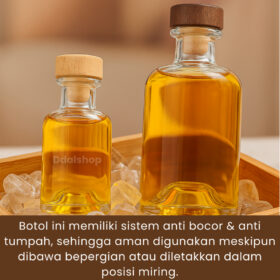 Botol Kaca Tebal Premium 100ml 250ml Botol Minuman Jus, Sirup, Infused Water Tutup Kayu Anti Bocor - Foto 6