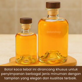 Botol Kaca Tebal Premium 100ml 250ml Botol Minuman Jus, Sirup, Infused Water Tutup Kayu Anti Bocor - Foto 8