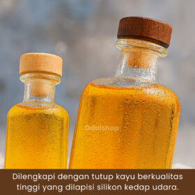 Botol Kaca Tebal Premium 100ml 250ml Botol Minuman Jus, Sirup, Infused Water Tutup Kayu Anti Bocor - Foto 9
