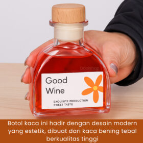 Botol Kaca Unik Estetik Premium Tutup Kayu | Bottle Kemasan Hampers, Souvenir, Minuman Syrup - Foto 6