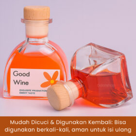 Botol Kaca Unik Estetik Premium Tutup Kayu | Bottle Kemasan Hampers, Souvenir, Minuman Syrup - Foto 8