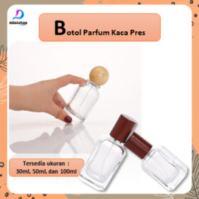 Botol Kosong Parfum Refil Spray Pres Parfume Bottle Bahan Kaca Tebal Tutup Botol Motif Kayu Estetik 30ml 50ml 100ml - Foto 1