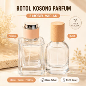 Botol Kosong Refil Spray Press Parfum Bottle Kaca Tebal Tutup Kayu Siinder Aesthetic 30ml 50ml 100ml - Foto 1