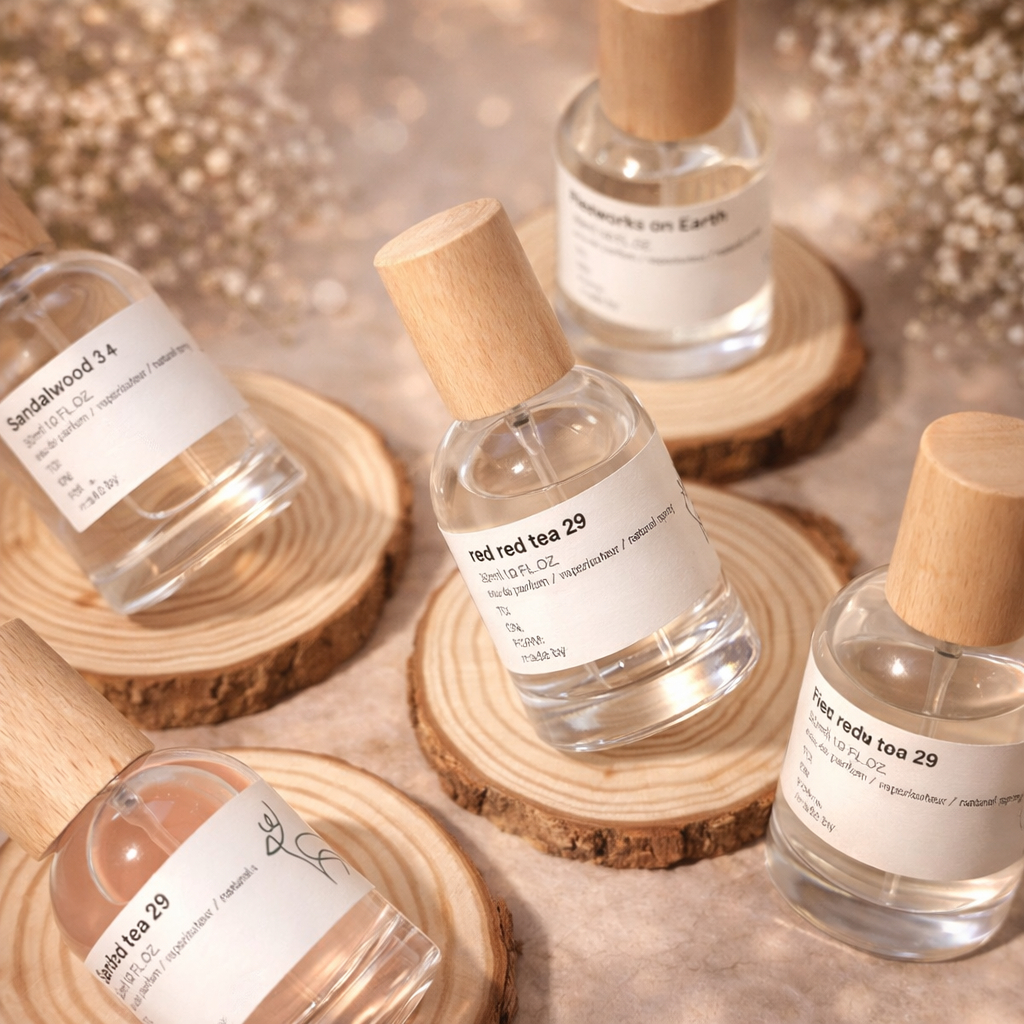 Botol Kosong Refil Spray Press Parfum Bottle Kaca Tebal Tutup Kayu Siinder Aesthetic 30ml 50ml 100ml - Foto 2
