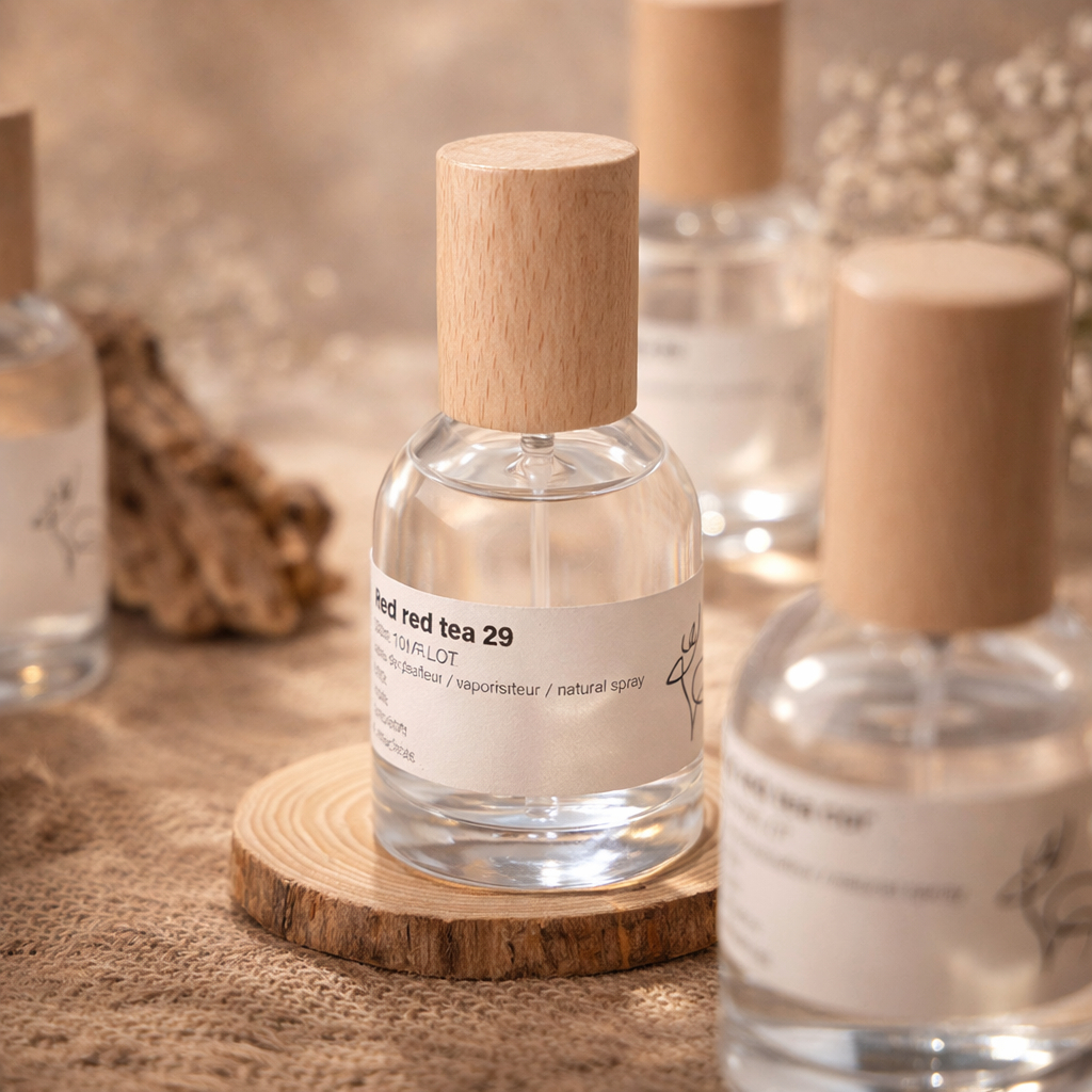Botol Kosong Refil Spray Press Parfum Bottle Kaca Tebal Tutup Kayu Siinder Aesthetic 30ml 50ml 100ml - Foto 3
