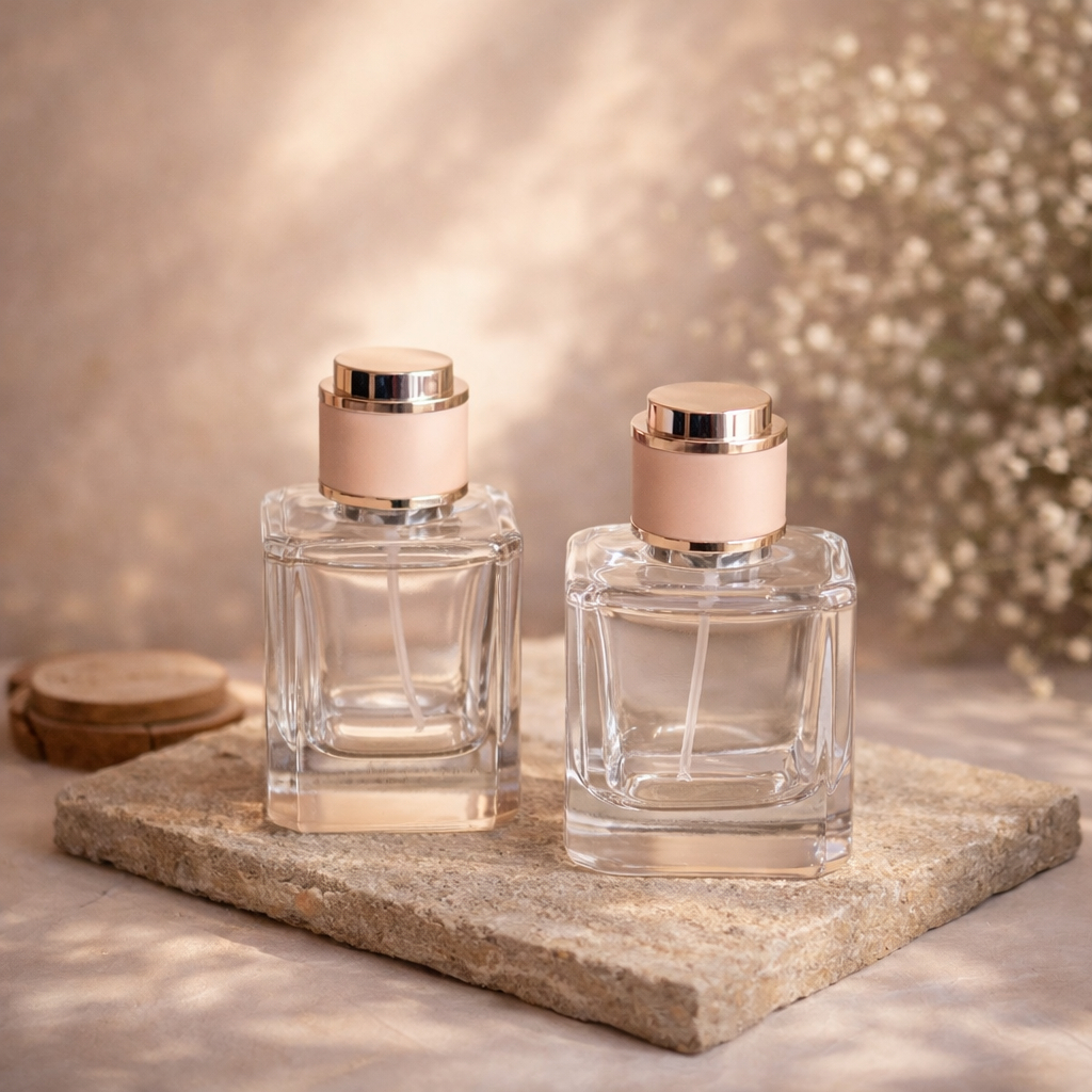 Botol Kosong Refil Spray Press Parfum Bottle Kaca Tebal Tutup Kayu Siinder Aesthetic 30ml 50ml 100ml - Foto 5