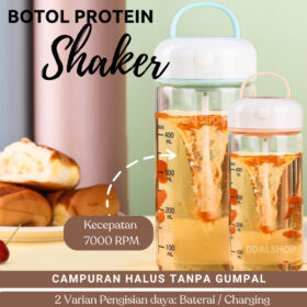 Botol Minum Portable Shaker Bottle Pengaduk Otomatis Botle Gym Protein Shake Anti Tumpah Free Kable - Foto 1