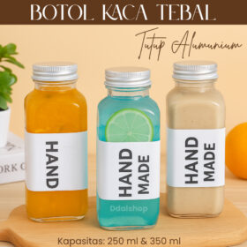Botol Minuman Kaca 250ml 350ml Tebal Anti Bocor Tutup Aluminium Bottle Jus Kopi Boba - Foto 1