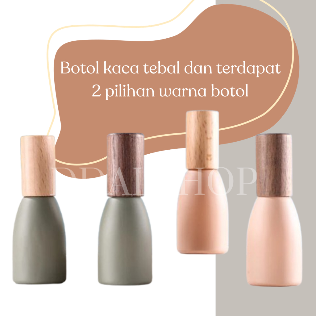 Botol Parfum Kaca Aesthetic Roll On Unik Lucu Bottle Travel Premium Size 12Ml Dengan Tutup Kayu - Foto 3