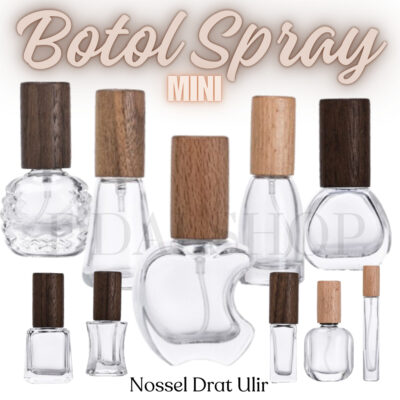 Botol Parfum Spray Kaca Isi Ulang Bottle Kosong Drat Ulir Bening Transparan Refill Travel Size 5ml 7ml 8ml 10ml 12ml 14ml 15ml Tutup Kayu - Foto 1