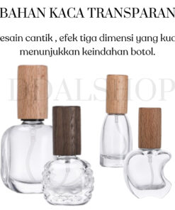 Botol Parfum Spray Kaca Isi Ulang Bottle Kosong Drat Ulir Bening Transparan Refill Travel Size 5ml 7ml 8ml 10ml 12ml 14ml 15ml Tutup Kayu - Foto 2