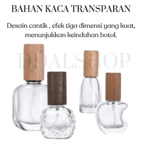 Botol Parfum Spray Kaca Isi Ulang Bottle Kosong Drat Ulir Bening Transparan Refill Travel Size 5ml 7ml 8ml 10ml 12ml 14ml 15ml Tutup Kayu - Foto 2