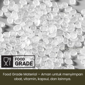 Botol Toples Wadah Obat Kapsul PS Food Grade Bening Tebal Seperti Kaca Tempat Vitamin Unik Aesthetic - Foto 3