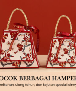 Box Gift Hampers Hidden Hantaran Seserahan Kotak Segitiga Hadiah Tertutup Motif Bunga Dengan Mutiara - Foto 2