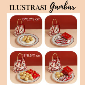 Box Gift Hampers Hidden Hantaran Seserahan Kotak Segitiga Hadiah Tertutup Motif Bunga Dengan Mutiara - Foto 4