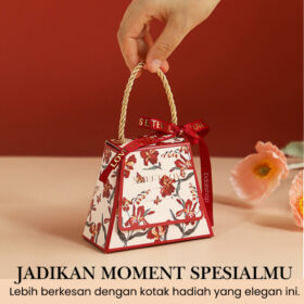 Box Gift Hampers Hidden Hantaran Seserahan Kotak Segitiga Hadiah Tertutup Motif Bunga Dengan Mutiara - Foto 6